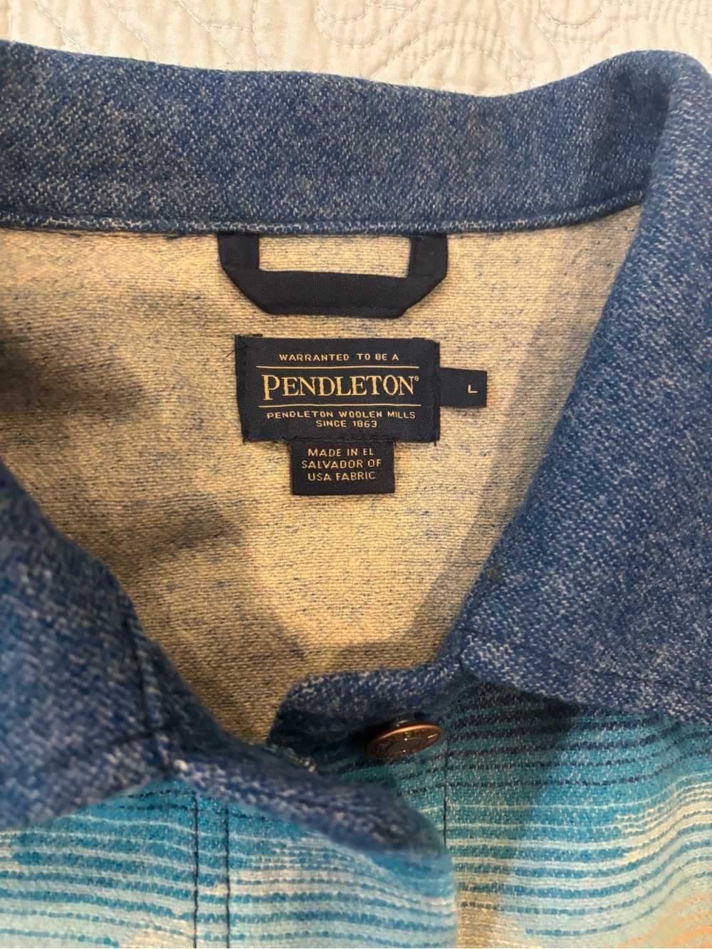Pendleton Blue Denim-Trim Southwest Pattern Women’s Jacket - Picture 3 of 5